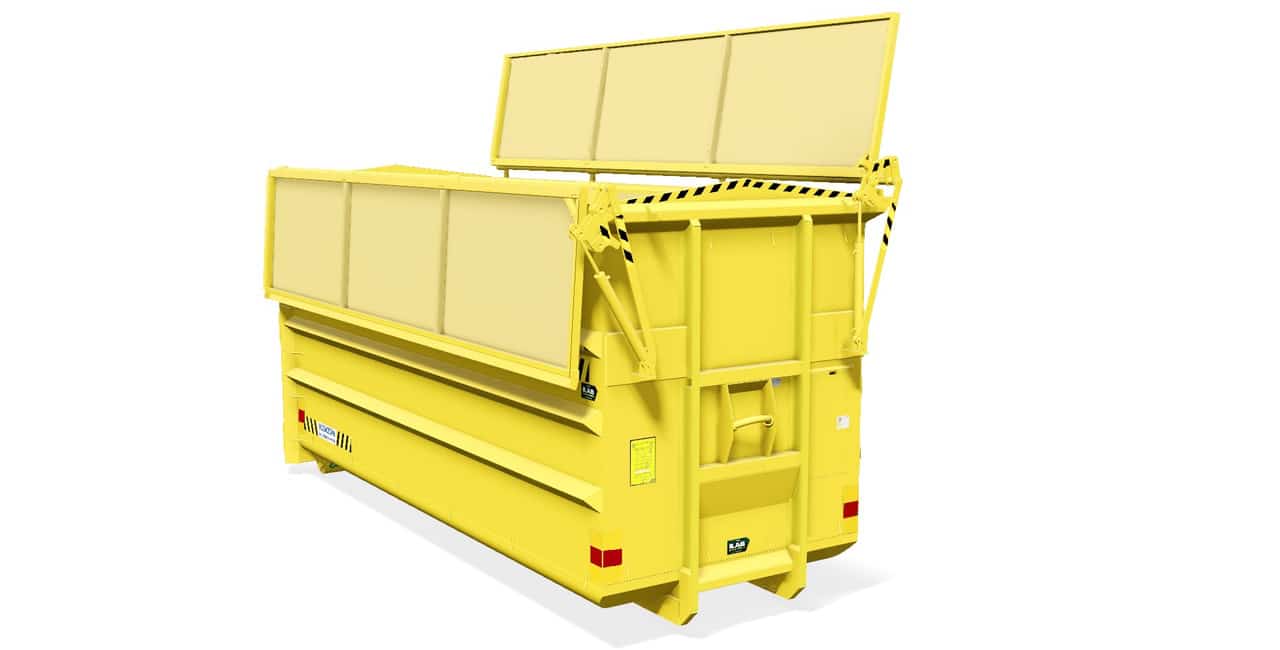 Maxi container Domex/Strenx med skydelåg 12 m3